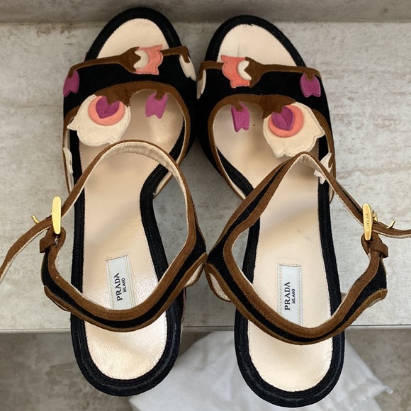 Prada Floral Suede Platform Heels - Picture 5 of 8